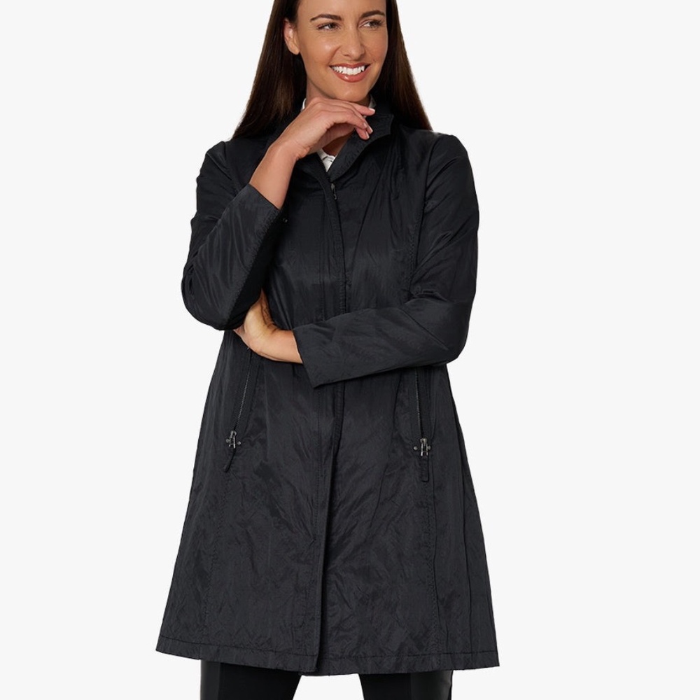 Stella Carakasi Favorite Jacket Cotton Metal Twill Black Zip Trench
